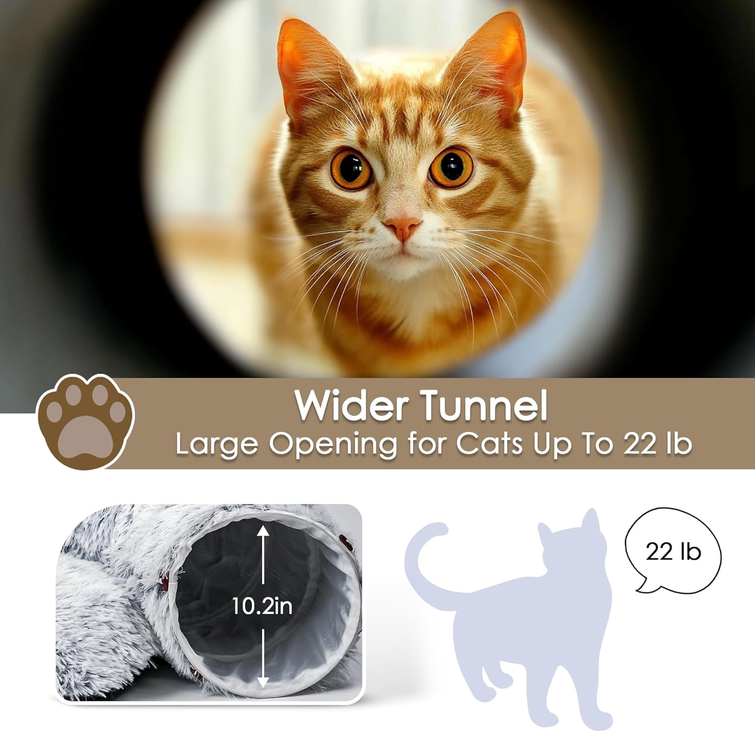 Grey Cat Cave Tunnel with Washable Soft Mat – Indoor Pet Bed & Play Area