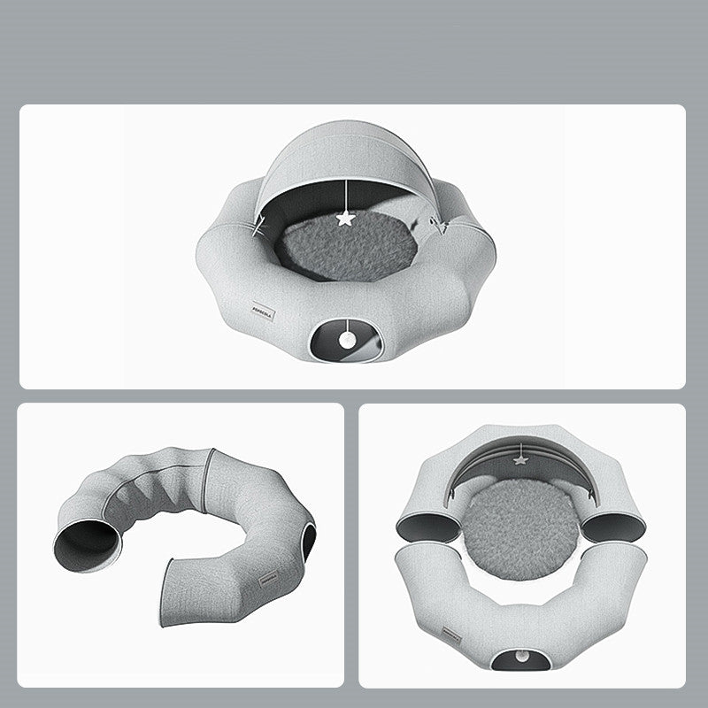 Foldable Cat Tunnel Donut Crawl Shelter – Fun & Cozy Pet Play Tunnel