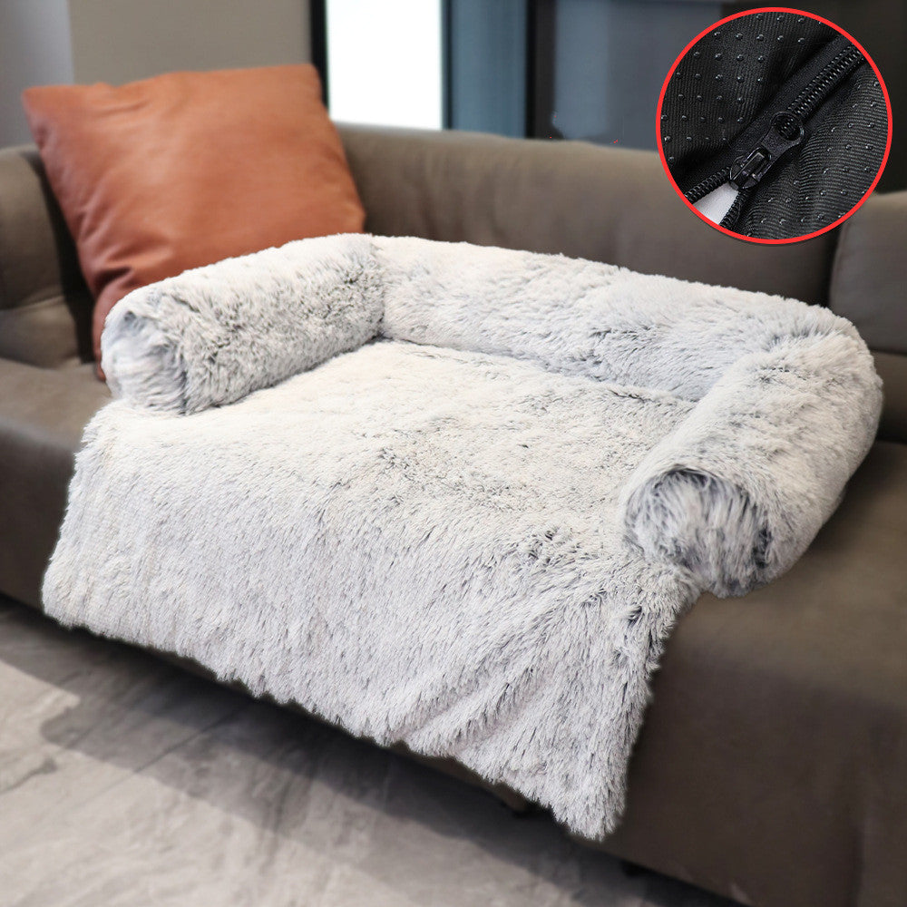 Dual-Use Plush Pet Blanket with Sofa Bed Comfort