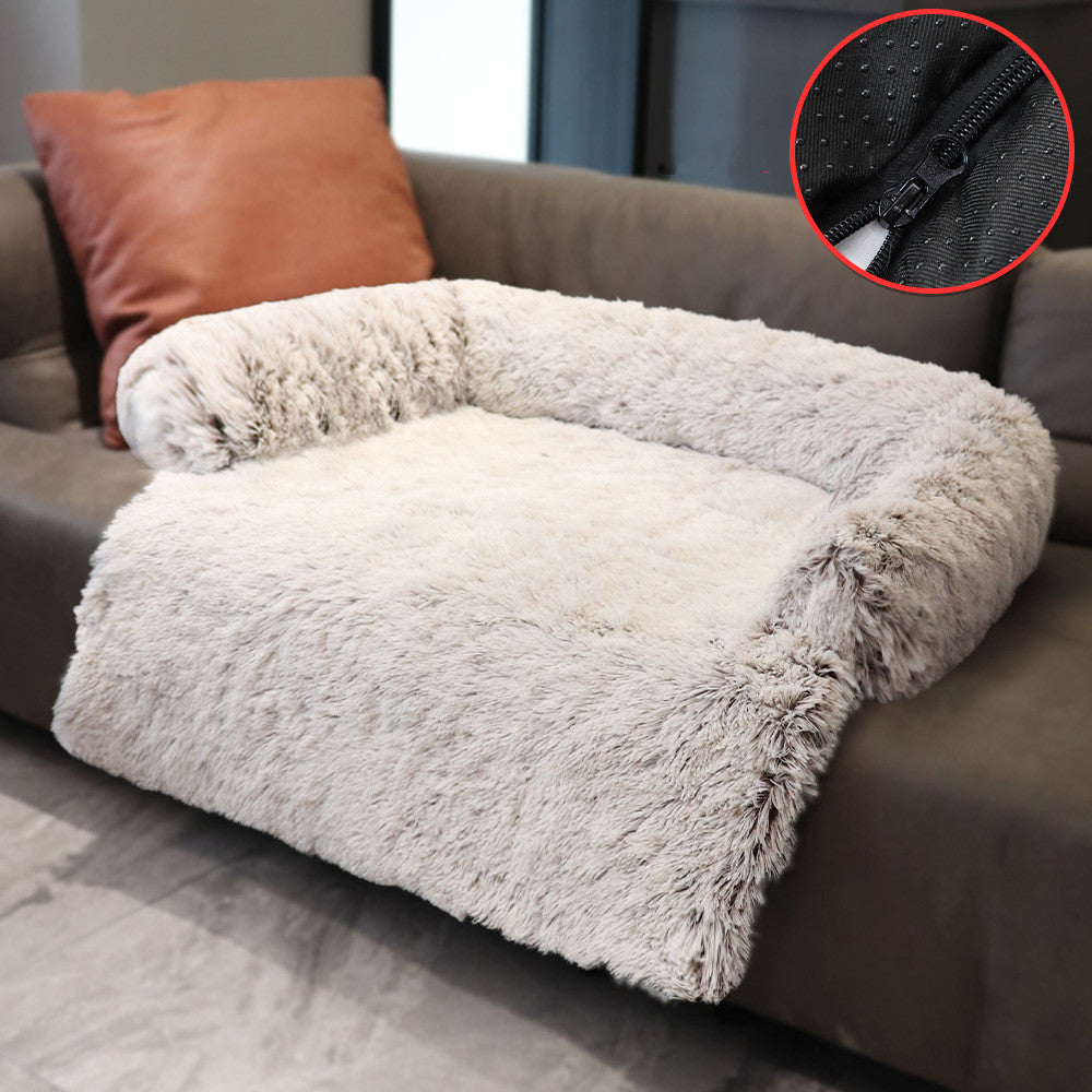 Dual-Use Plush Pet Blanket with Sofa Bed Comfort