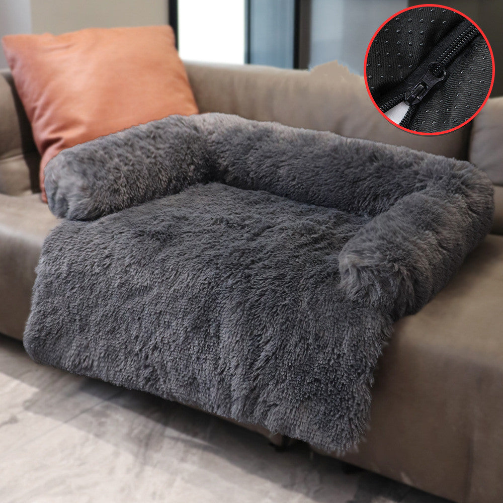 Dual-Use Plush Pet Blanket with Sofa Bed Comfort