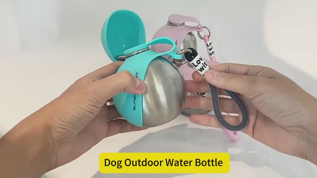 Portable Stainless Steel Dog Water Bottle – 285ml Leak-Proof Travel Dispenser with One-Touch Release